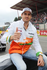 Adrian Sutil on the drivers' parade.