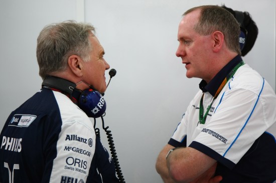 Williams' Patrick Head (l)  and Mark Gallagher