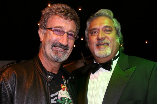 (L to R): Eddie Jordan (IRE) and Vijay Mallya (IND) Force India F1 Team Owner   Force India F1 Christmas Party, 20 December 2007. Force India F1 Factory, Silverstone, UK