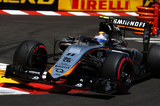 Sergio Perez (MEX) Sahara Force India F1 VJM08. Monaco Grand Prix, Sunday 24th May 2015. Monte Carlo, Monaco.