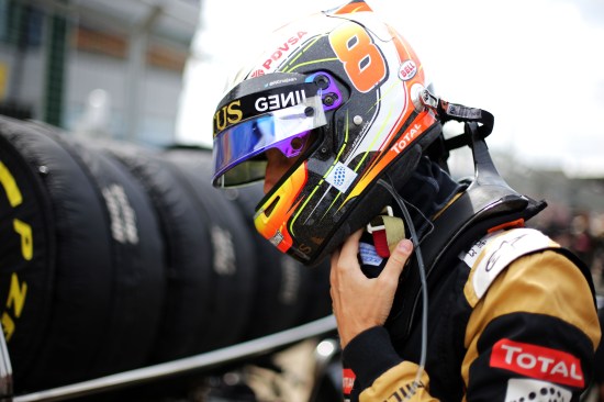 Romain Grosjean (FRA) Lotus F1 Team on the grid. British Grand Prix, Sunday 5th July 2015. Silverstone, England.
