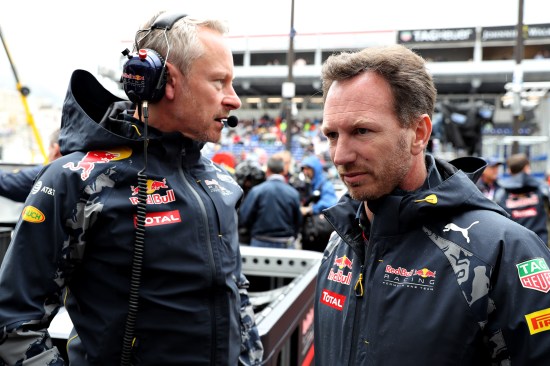 Christian Horner and Red Bull Racing Team Manager Jonathan Wheatley before  the race, but just as pertinent 78 laps on.