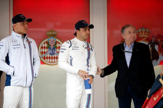 Valtteri Bottas and Felipe Massa with Jean Todt, President, FIA.