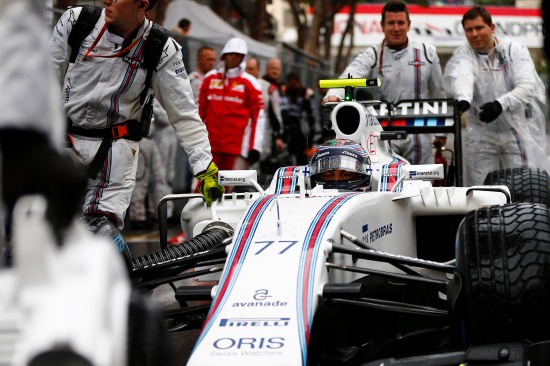 Monte Carlo, Monaco. Sunday 29 May 2016. Valtteri Bottas, Williams FW38 Mercedes, arrives on the grid. Photo: Andrew Hone/Williams ref: Digital Image _ONZ6875