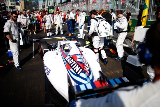 Baku City Circuit, Baku, Azerbaijan. Sunday 19 June 2016. Felipe Massa, Williams FW38 Mercedes, arrives on the grid. Photo: Glenn Dunbar/Williams ref: Digital Image _W2Q9002