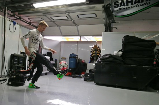 Nico Hulkenberg fancies a bit of footie.