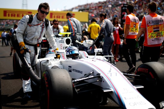Hungaroring, Budapest, Hungary. Sunday 24 July 2016. Valtteri Bottas, Williams FW38 Mercedes, arrives on the grid. Photo: Glenn Dunbar/Williams ref: Digital Image _W2Q7931